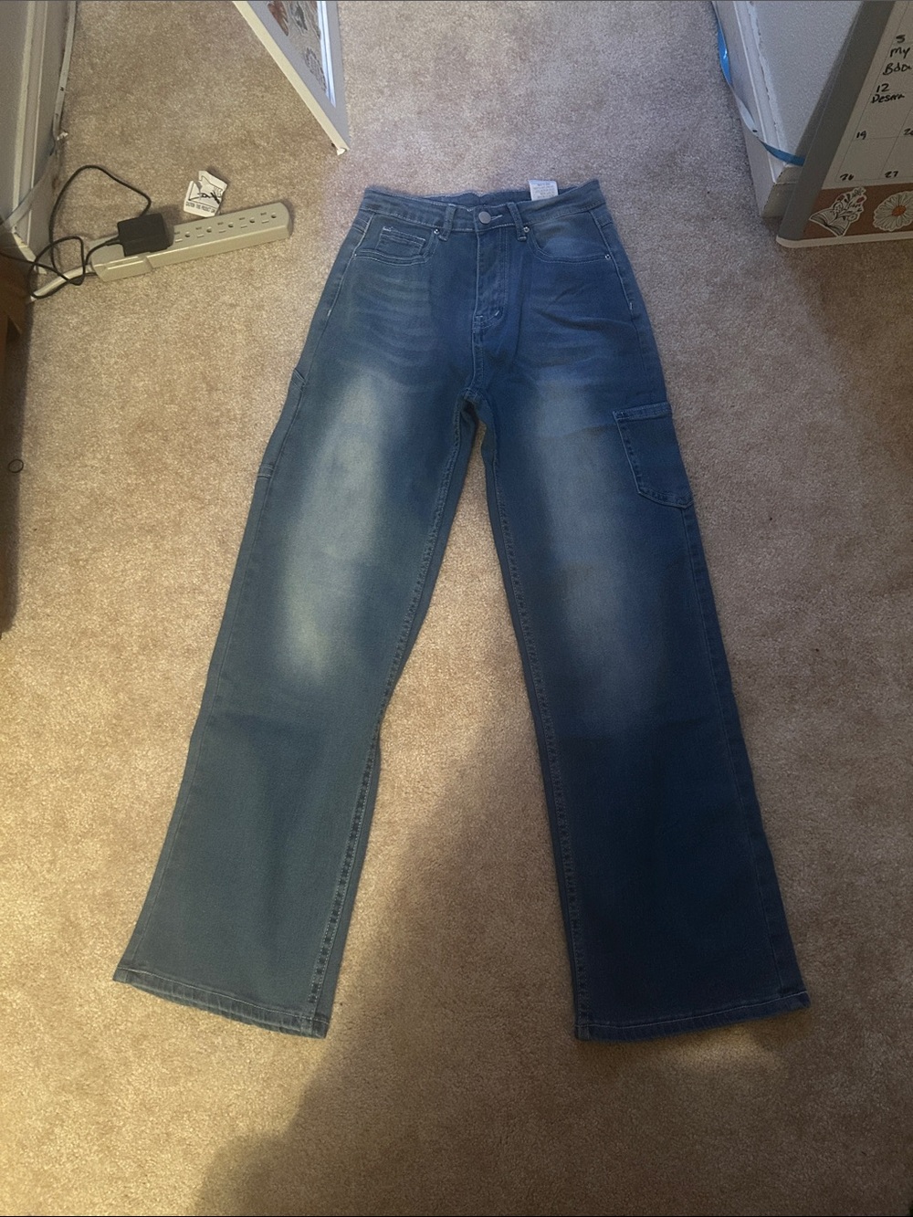 Men's Blue Washed Straight-Leg Jeans